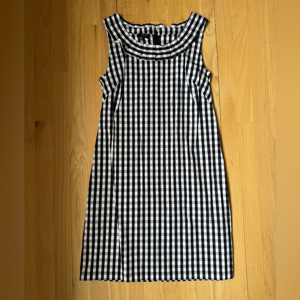 Talbots Navy & White Gingham Sheath Dress.  Size 8 Petite.